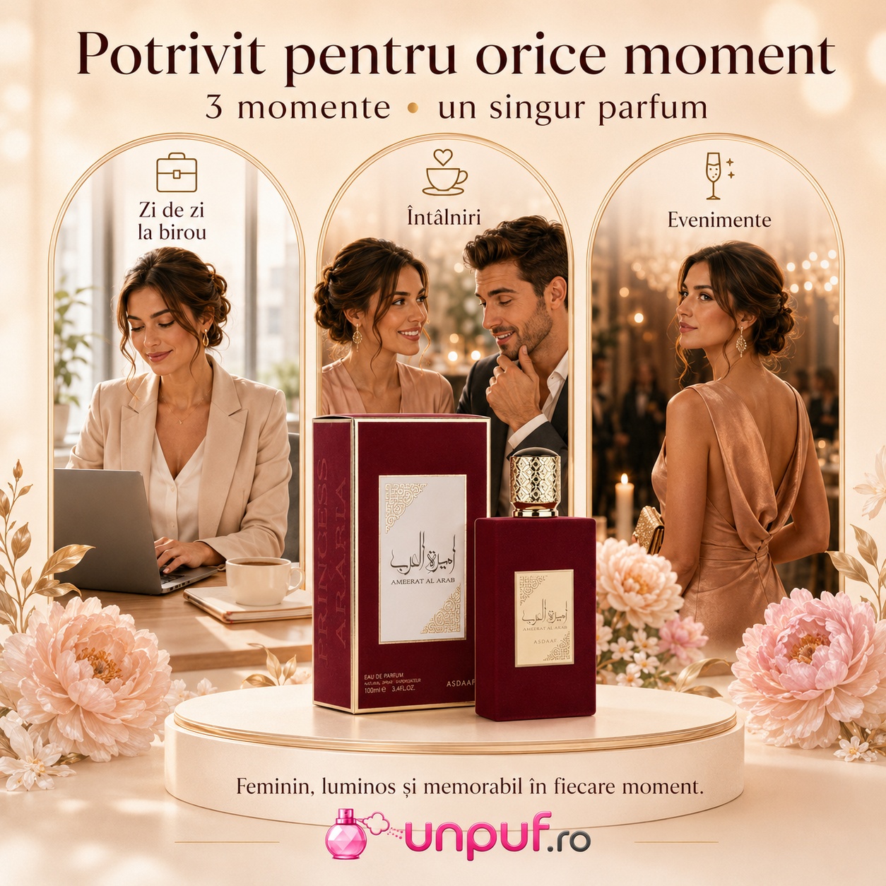 Asdaaf Ameerat Al Arab parfum potrivit pentru zi de zi la birou, &icirc;nt&acirc;lniri și evenimente, feminin luminos și memorabil