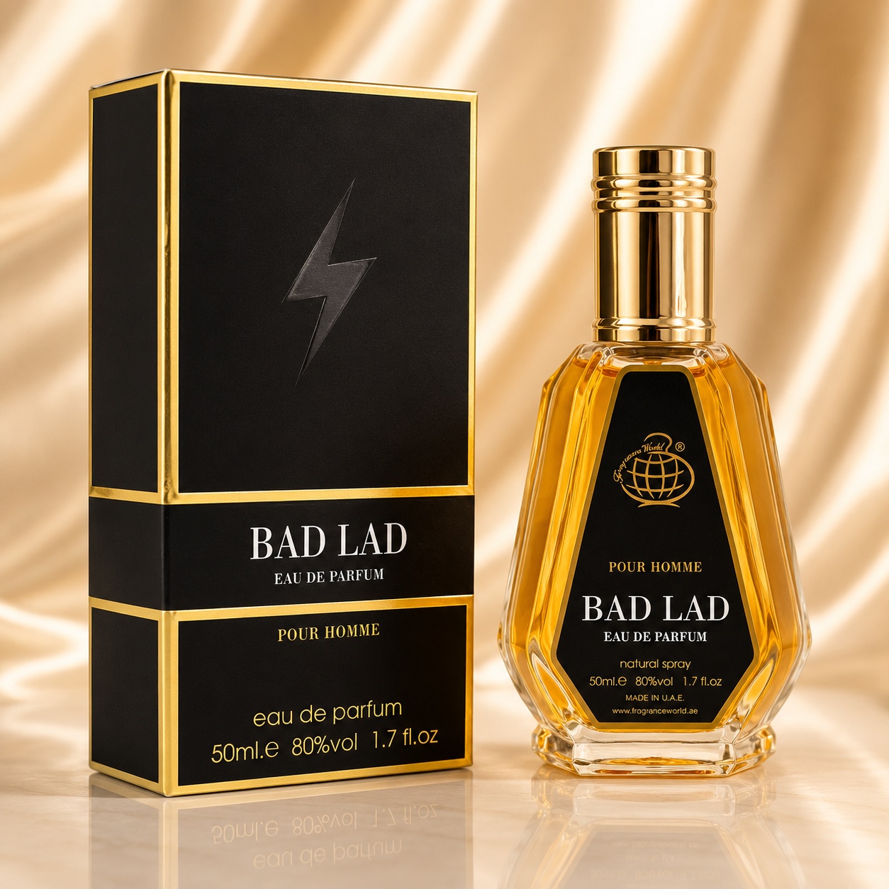 Parfum Arăbesc Bad Lad Eau de Parfum 50 ml pentru bărbat cu flacon amber și cutie neagră premium
