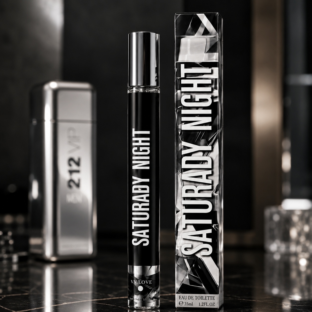 Parfum Bărbat Saturday Night 35 ml V.V. Love inspirat de 212 VIP Men Carolina Herrera