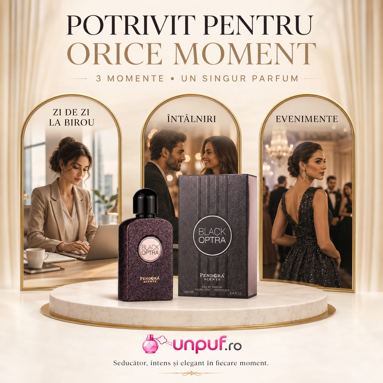 Black Optra Pendora Scents potrivit pentru zi de zi la birou, întâlniri și evenimente speciale