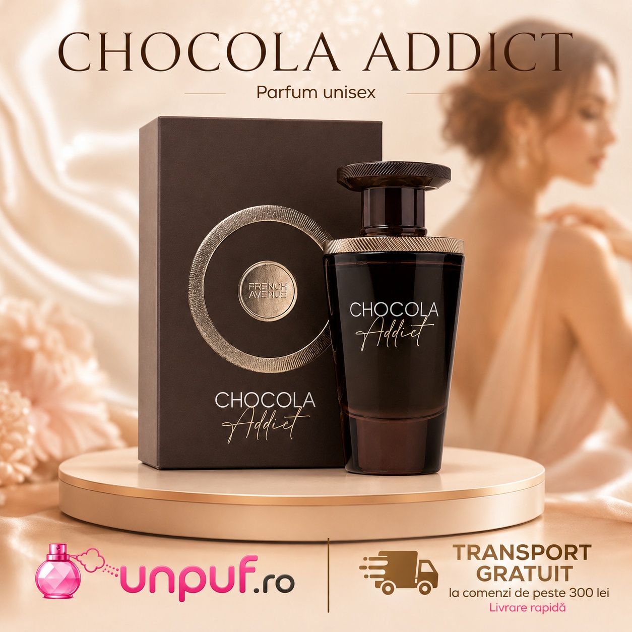 Chocola Addict French Avenue parfum unisex gourmand, dulce, elegant și persistent, disponibil pe unpuf.ro