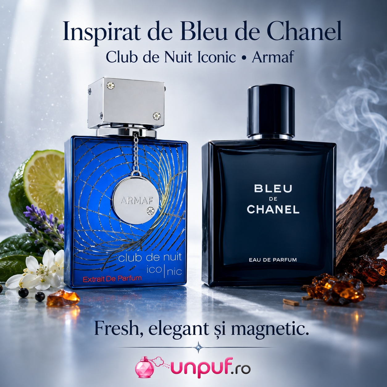 Armaf Club De Nuit Blue Iconic inspirat de Bleu de Chanel, parfum fresh elegant și magnetic