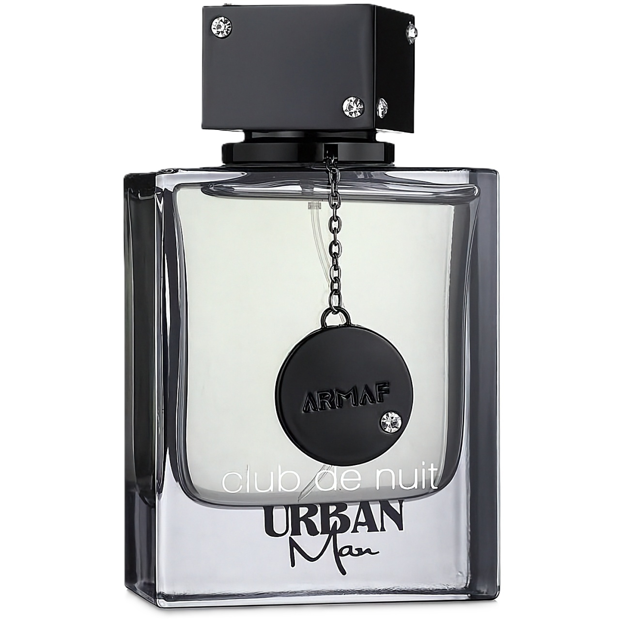 Flacon original Armaf Club De Nuit Urban Man 105 ml cu capac negru, medalion Armaf și sticlă fumurie
