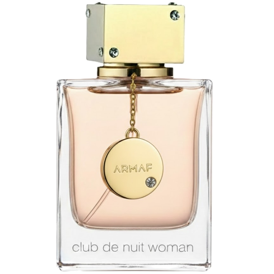 Flacon original Armaf Club De Nuit Woman 105 ml transparent cu capac auriu și medalion Armaf