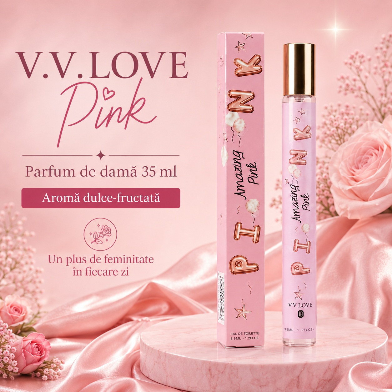 Parfum Damă Pink 35 ml V.V. Love inspirat de Cloud Pink Ariana Grande aromă dulce fructată