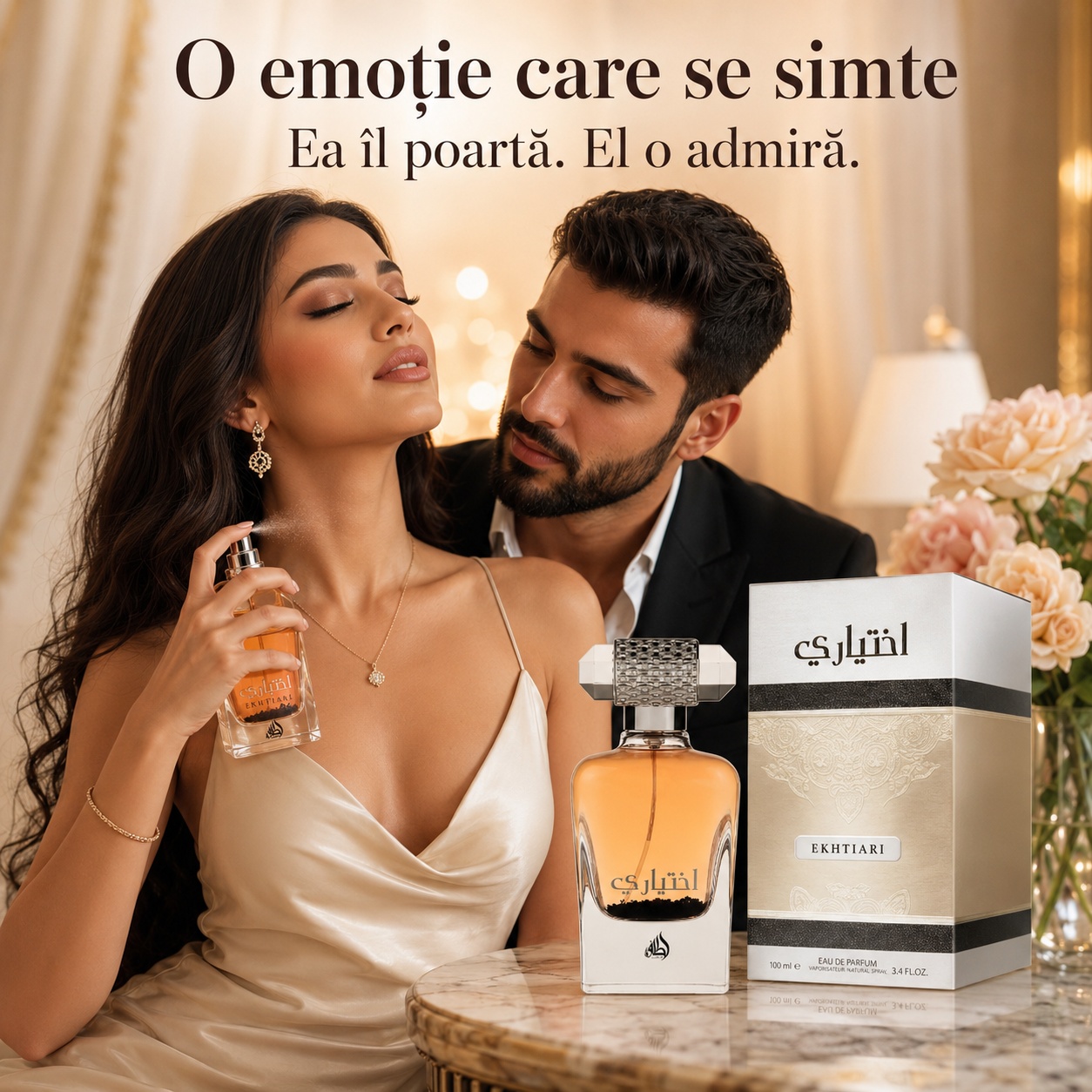 Ekhtiari Lattafa parfum romantic de damă, o emoție care se simte