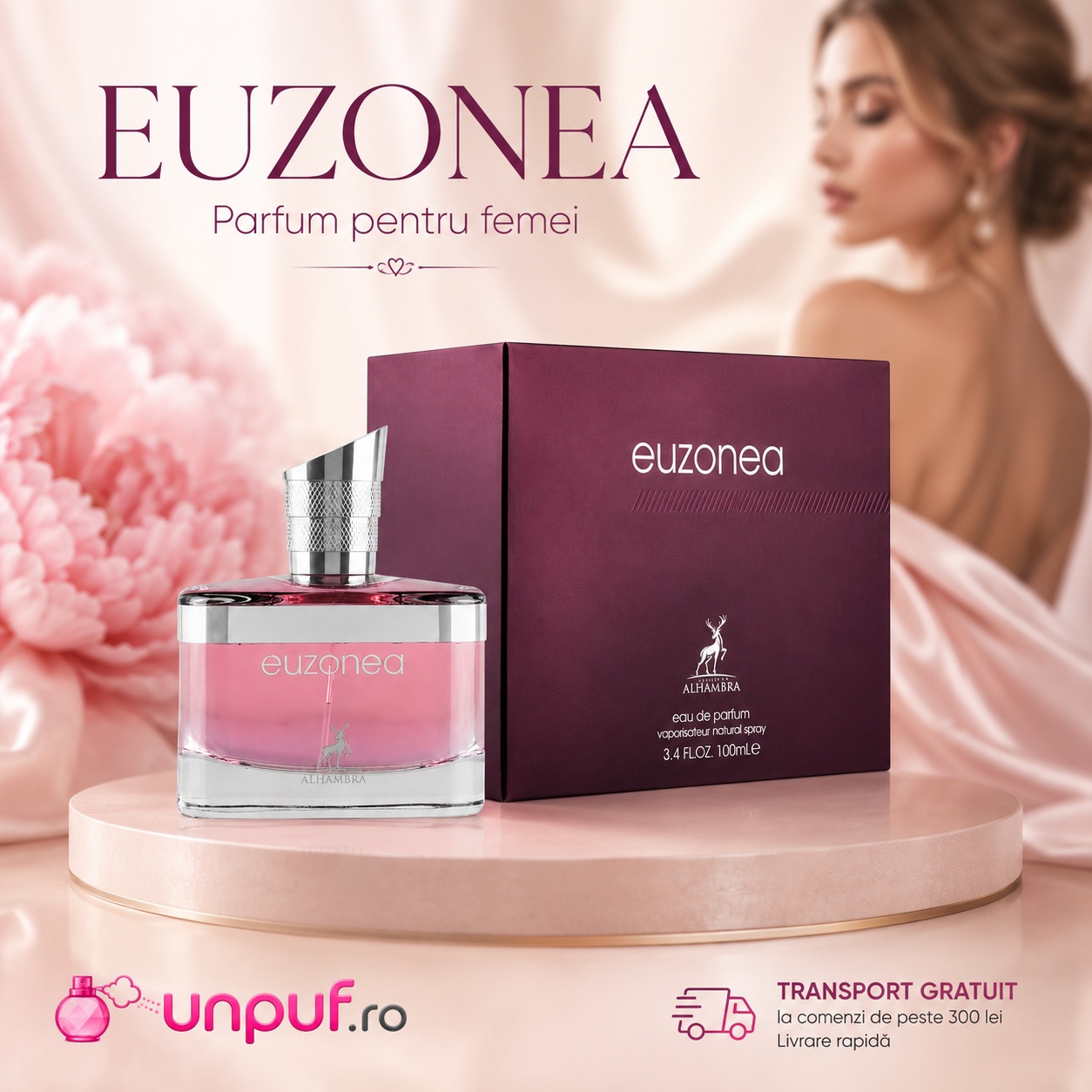 Euzonea Maison Alhambra parfum de damă floral, pudrat, senzual și elegant, disponibil pe unpuf.ro