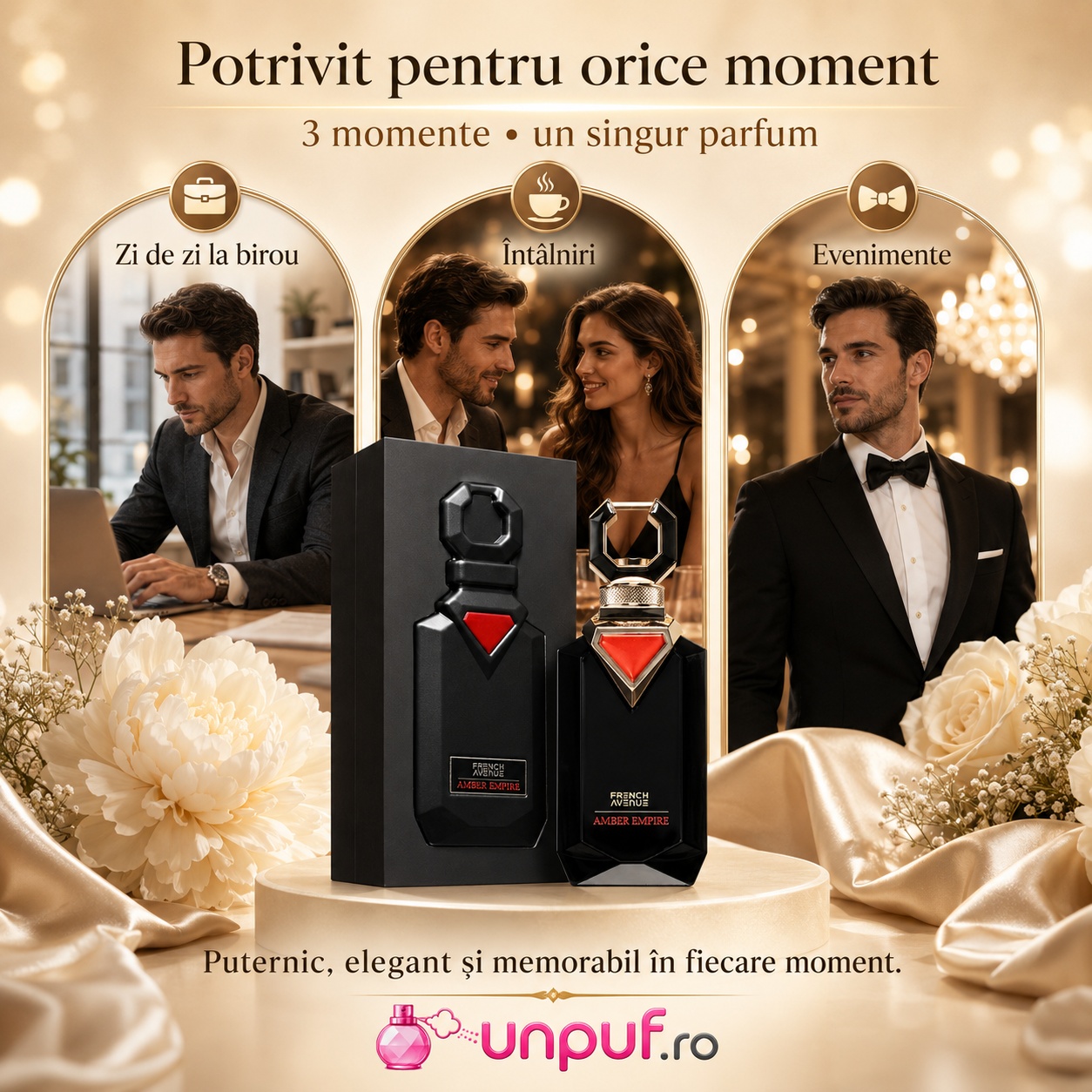 Parfum Amber Empire potrivit pentru zi de zi la birou, &icirc;nt&acirc;lniri și evenimente