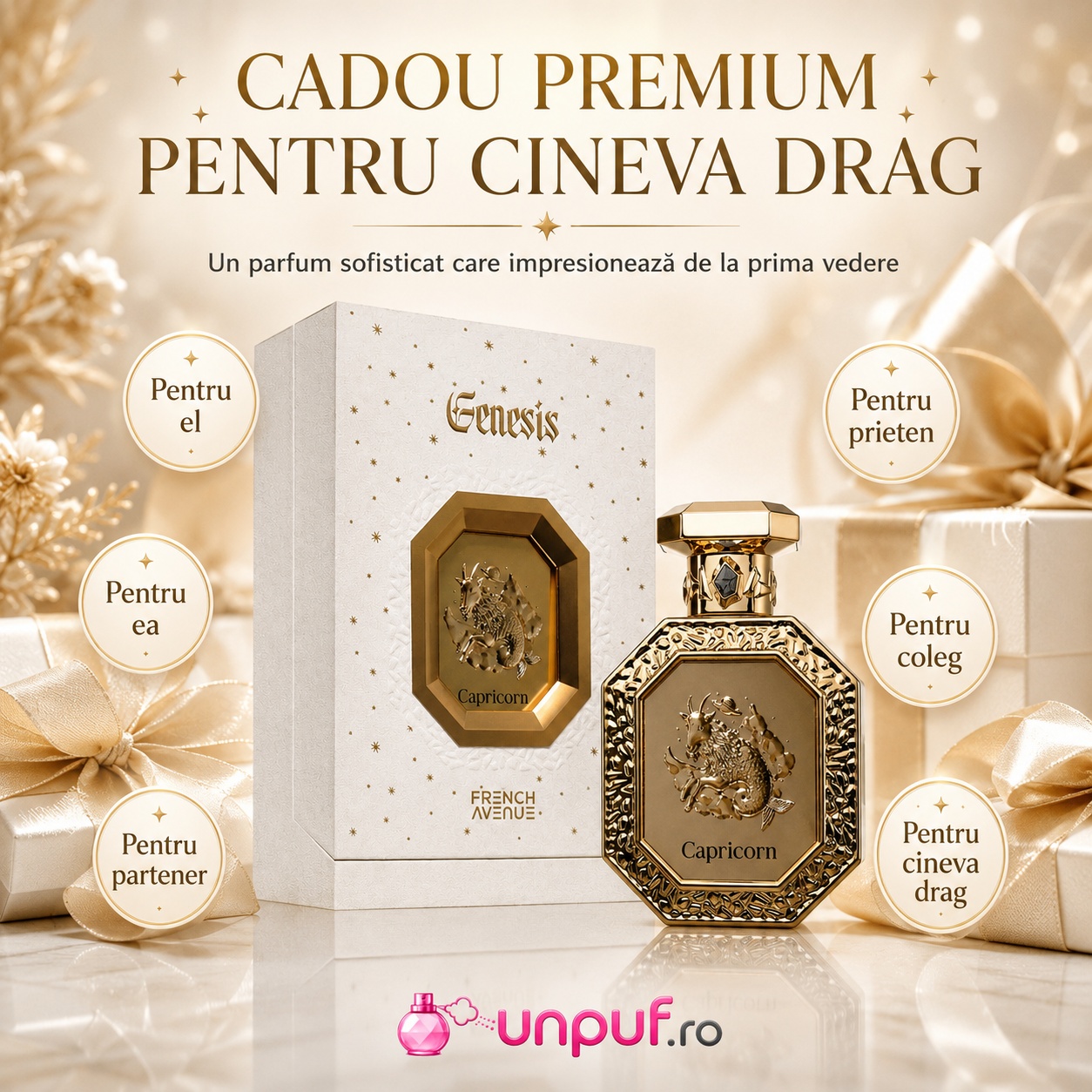 Cadou premium Genesis Capricorn French Avenue pentru el, pentru ea, partener, prieten, coleg sau cineva drag
