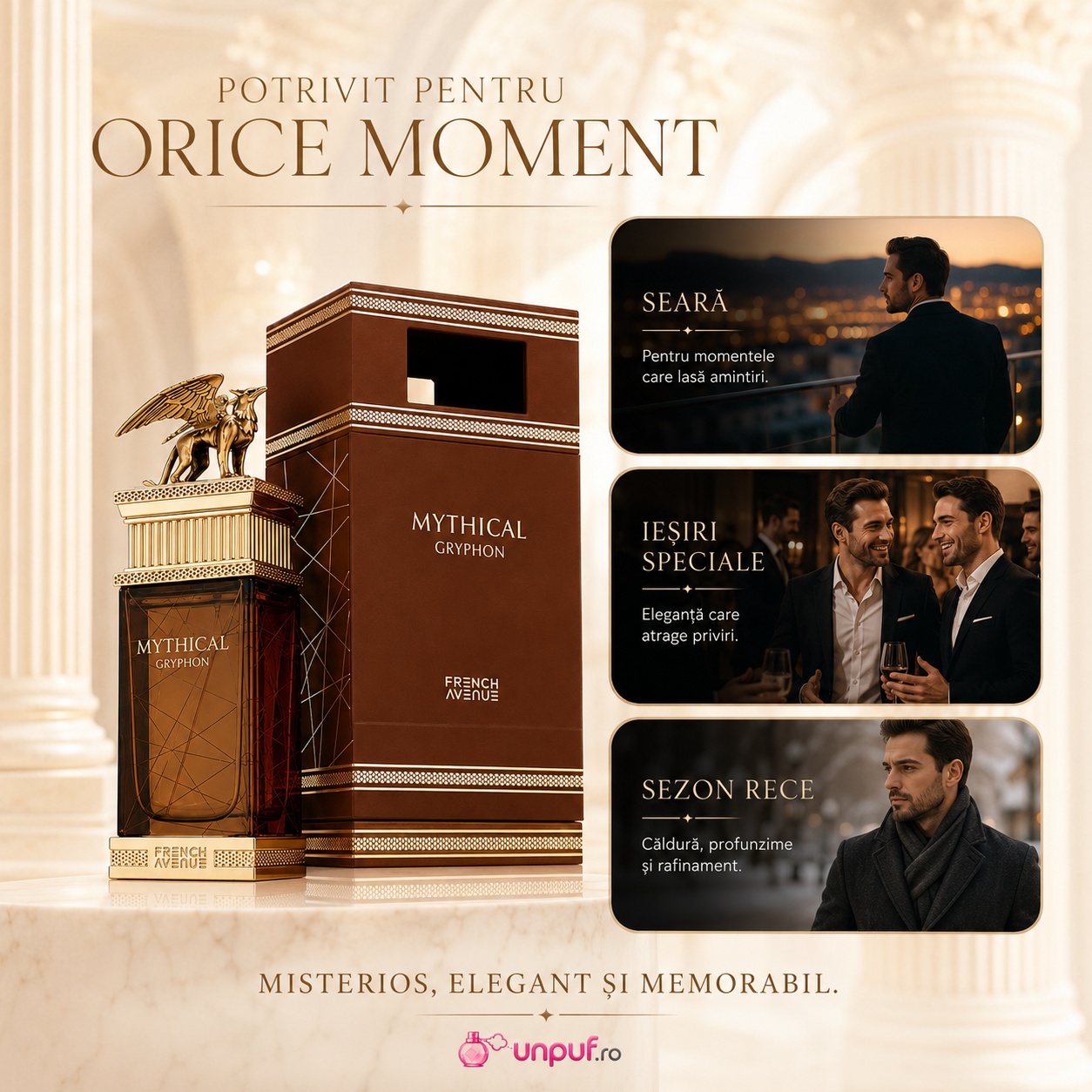 Parfum Mythical Gryphon French Avenue potrivit pentru seară, ieșiri speciale și sezon rece