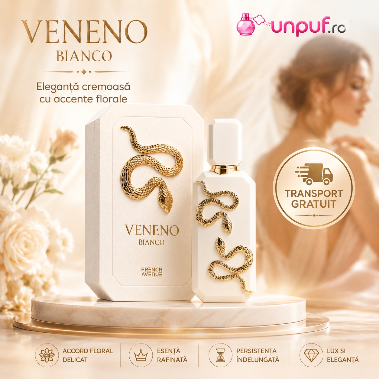 Veneno Bianco French Avenue parfum cu transport gratuit aromă florală cremoasă persistentă și elegantă