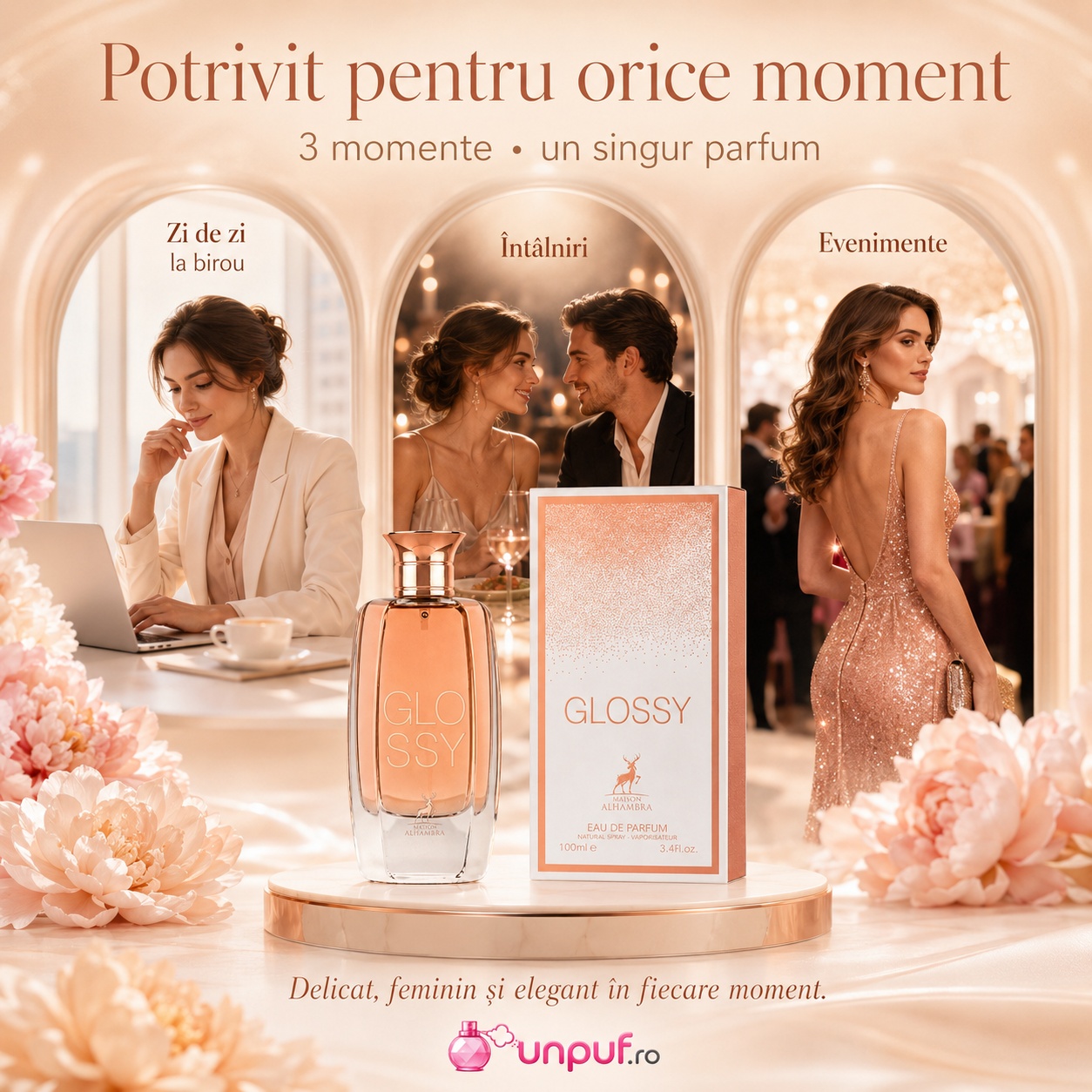 Glossy Maison Alhambra potrivit pentru zi de zi birou &icirc;nt&acirc;lniri și evenimente parfum feminin elegant