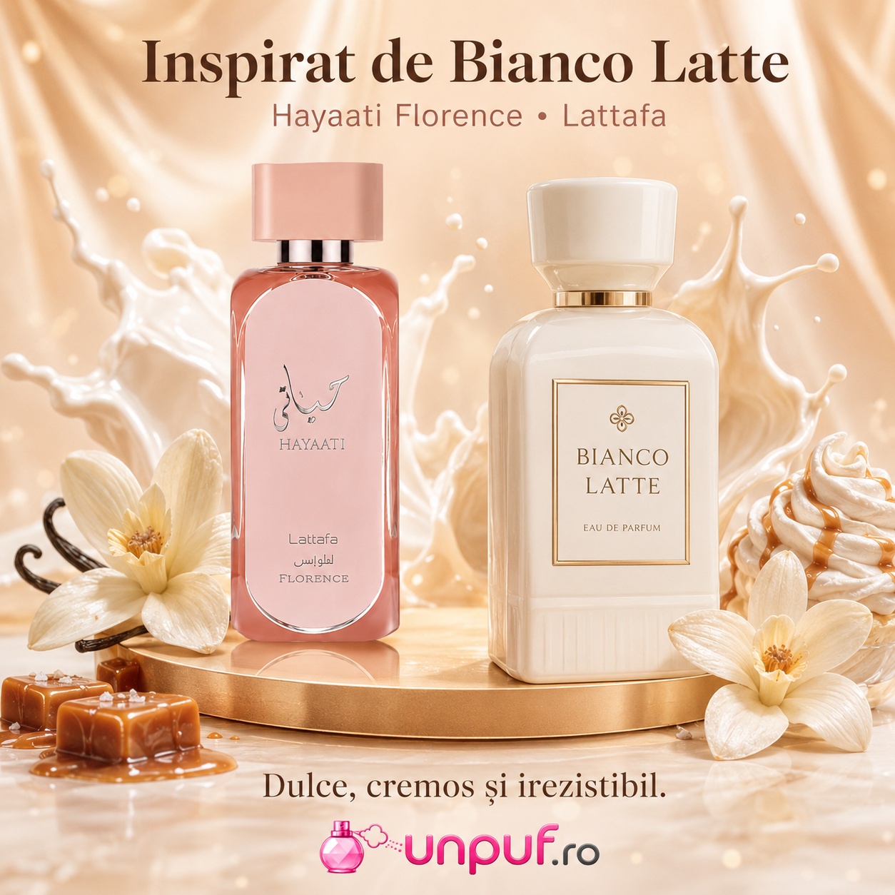 Hayaati Florence Lattafa inspirat din Bianco Latte, parfum dulce cremos și irezistibil