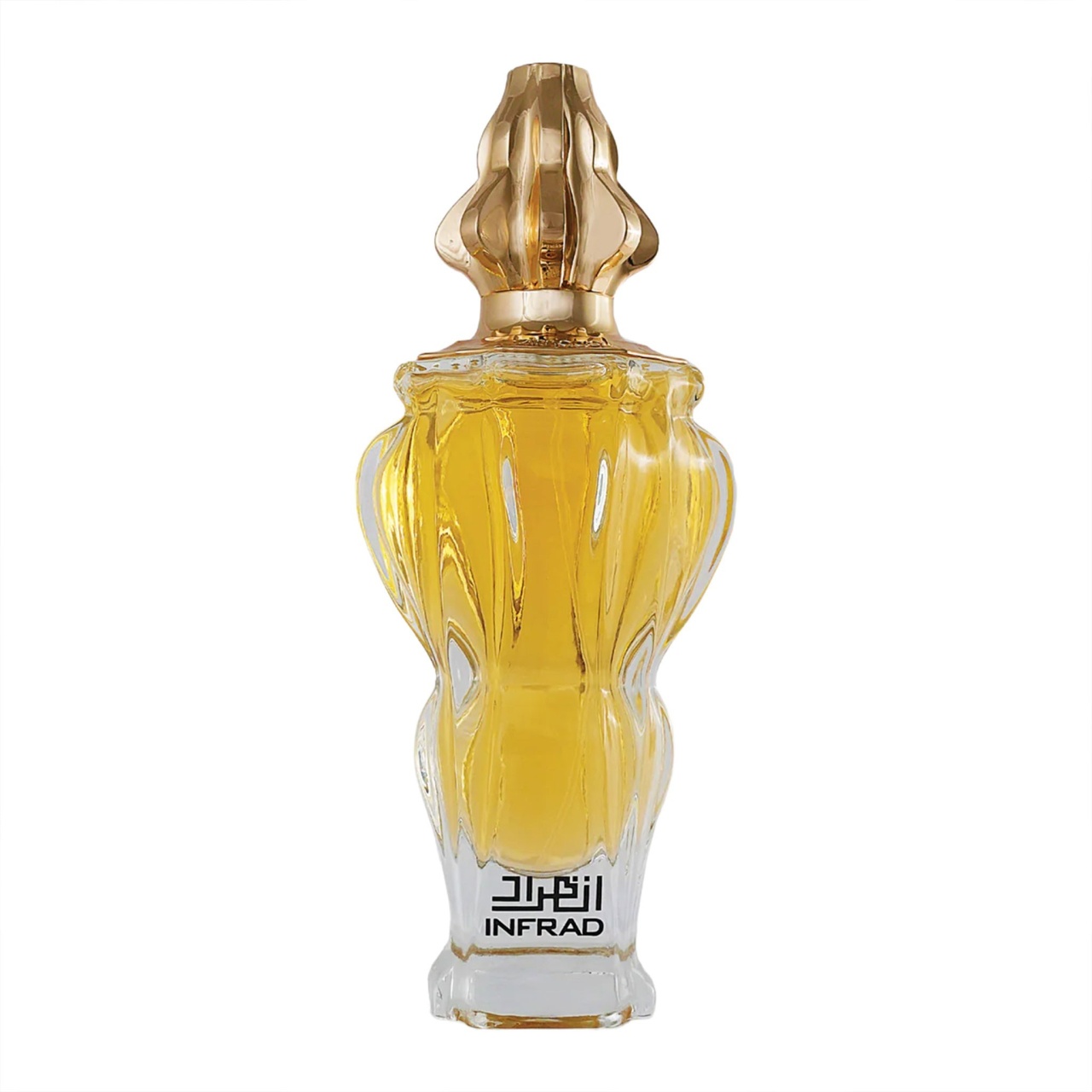 Parfum Infrad Luxe Edition Zimaya 100 ml pe fundal alb cu flacon auriu sculptural original