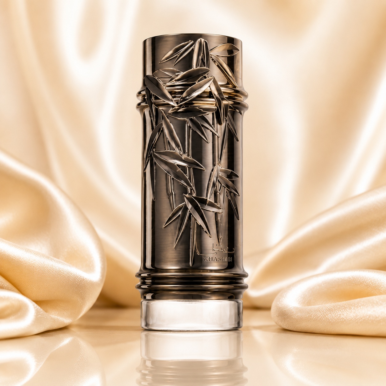 Khashabi Lattafa sticlă individuală parfum arabesc unisex cu design metalic și detalii botanice