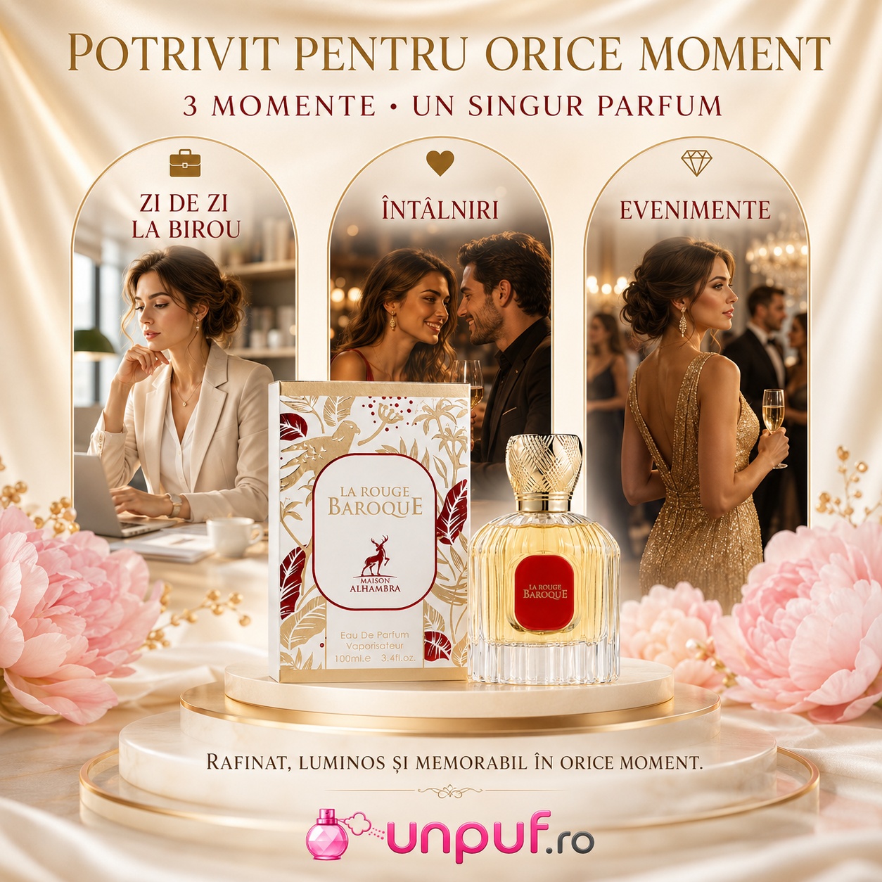 Parfum La Baroque Rouge Maison Alhambra potrivit pentru birou &icirc;nt&acirc;lniri și evenimente