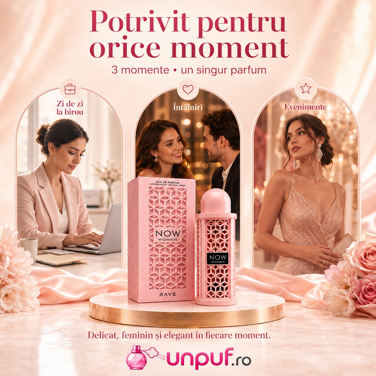 Parfum Lattafa Now Women potrivit pentru zi de zi la birou &icirc;nt&acirc;lniri și evenimente