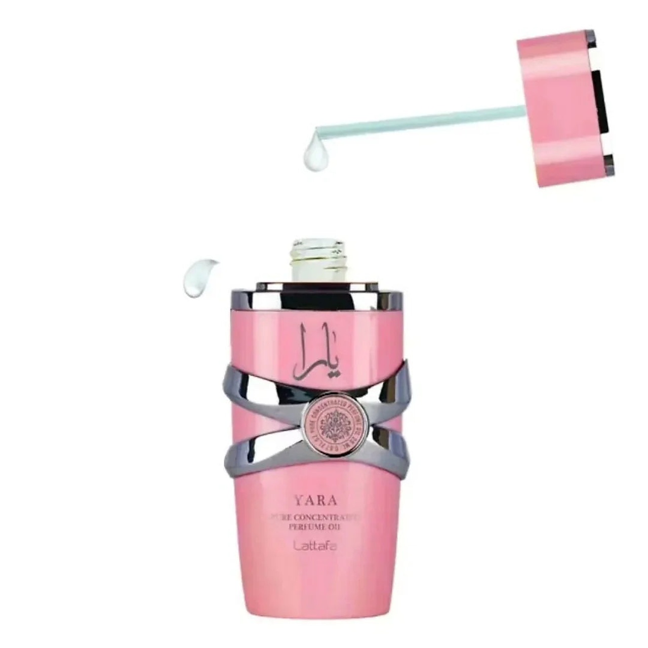 Aplicator Lattafa Yara Concentrated Oil 20 ml cu picătură de ulei parfumat, ideal pentru aplicare pe punctele de puls