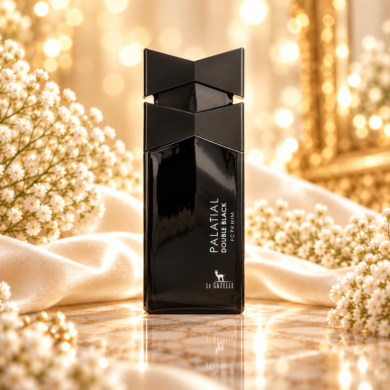 Flacon Palatial Double Black 100 ml, parfum negru elegant cu capac geometric și design premium