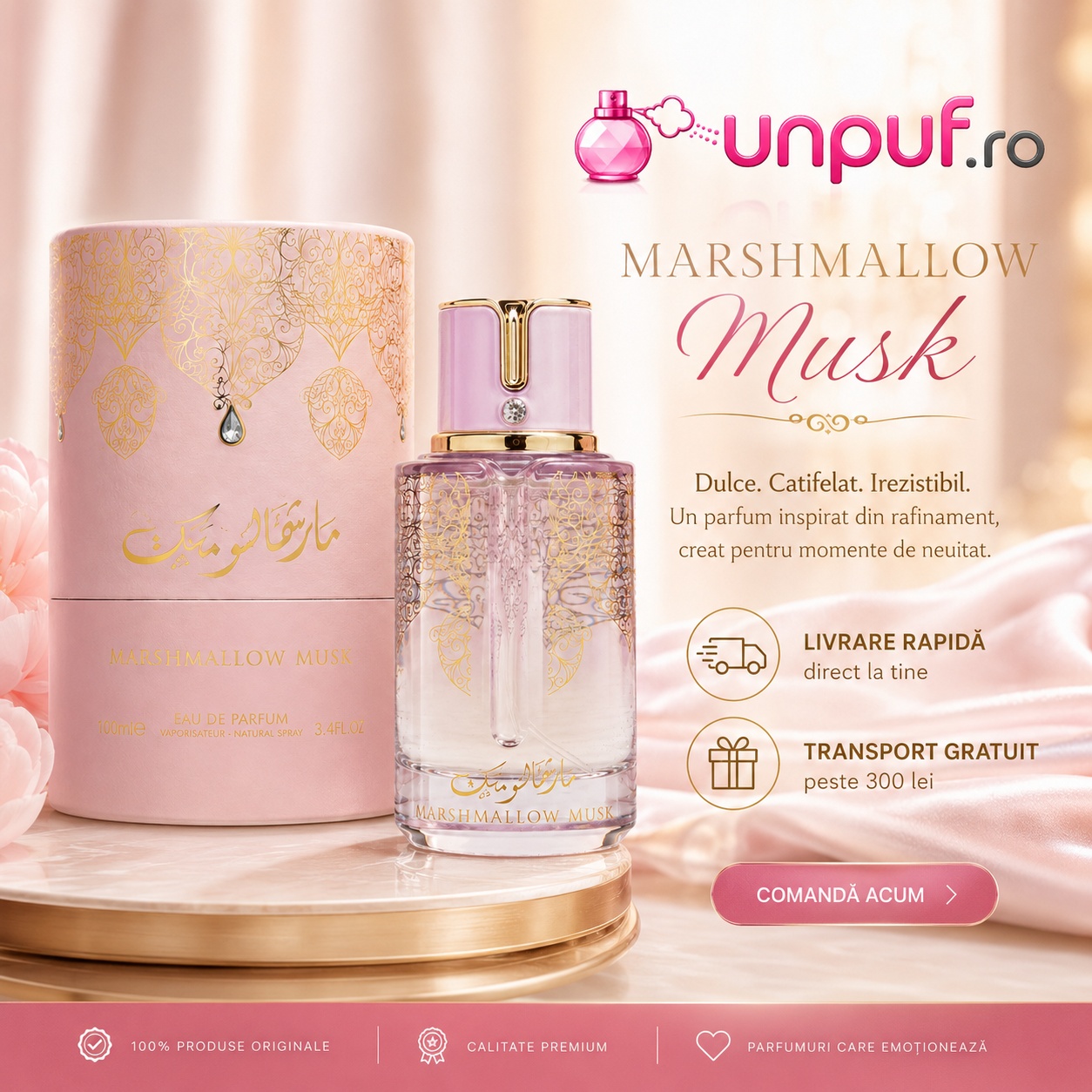 Parfum Marshmallow Musk UnPuf.ro, parfum dulce, catifelat și irezistibil pentru damă