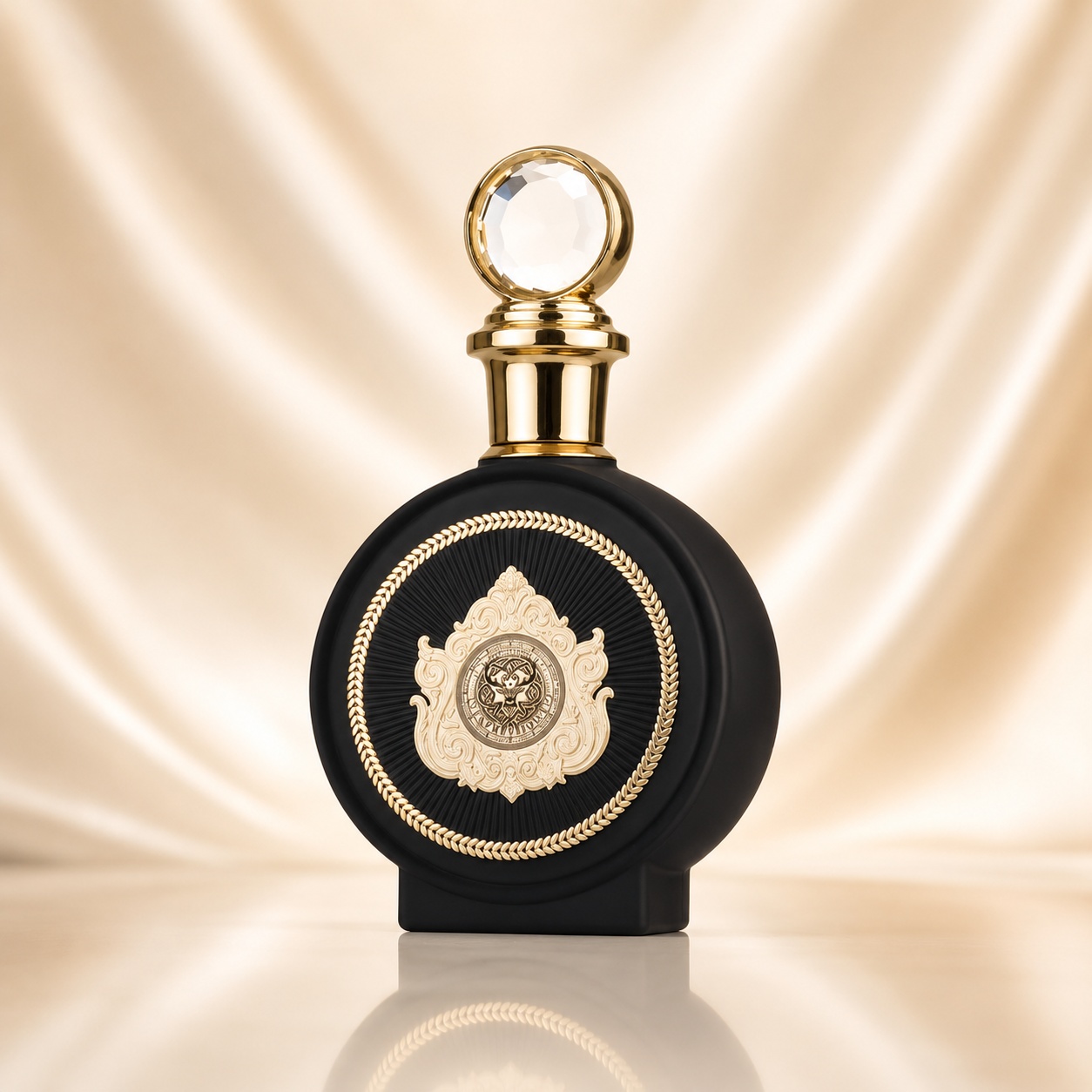 Sticlă parfum North Stag Expressions II Deux, design negru mat cu detalii aurii și capac cristalin