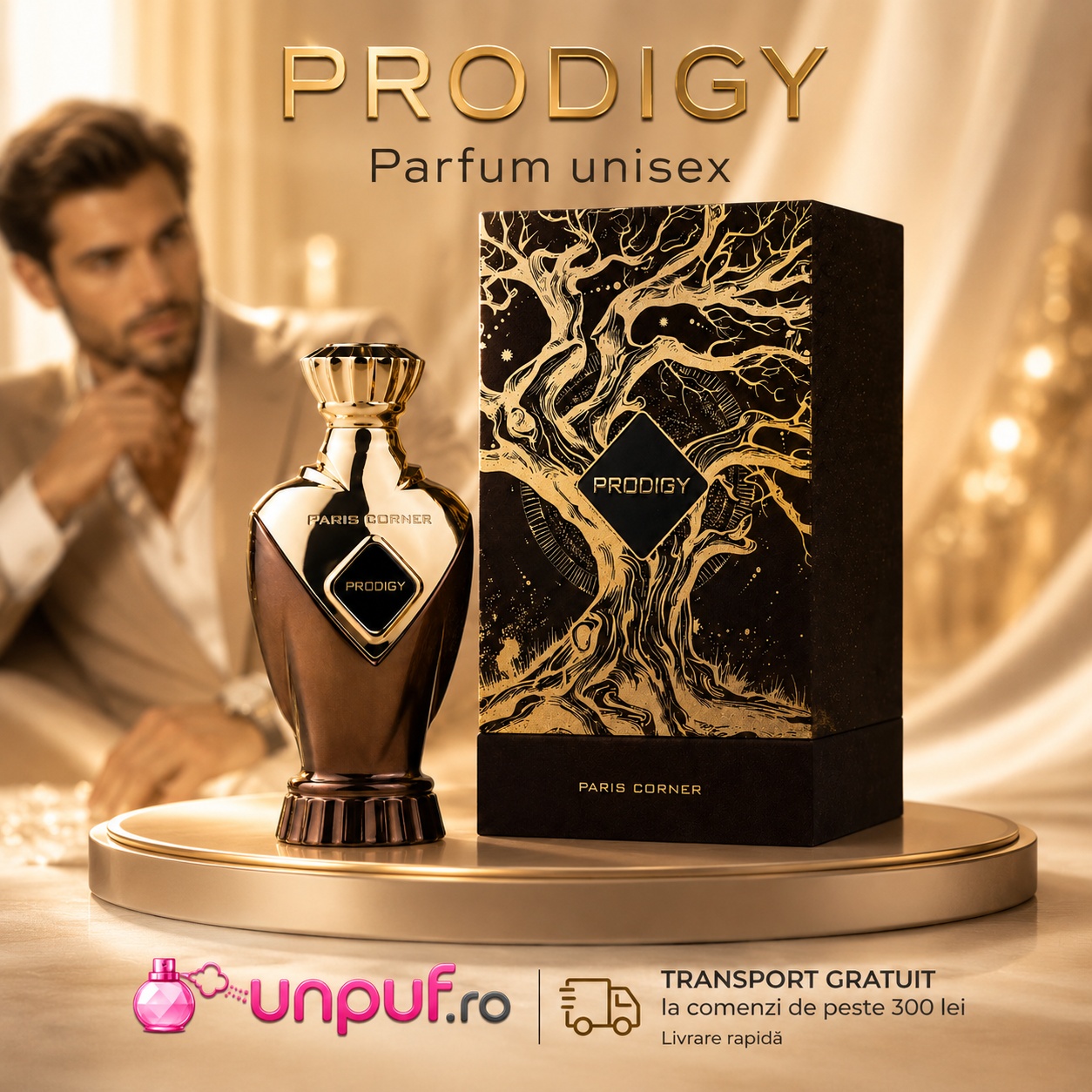 Prodigy Paris Corner design premium parfum unisex cu sticlă și cutie elegantă