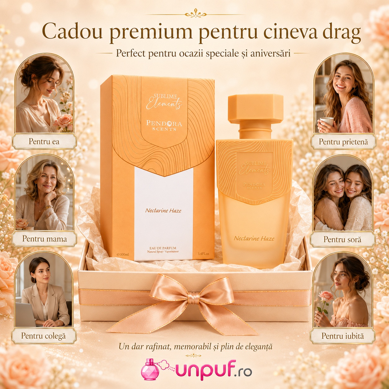 Pendora Scents Nectarine Haze cadou premium pentru ea, pentru el, prietenă, colegă, coleg sau partener