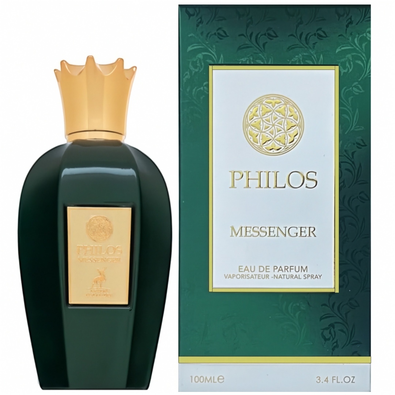 Philos Messenger Maison Alhambra 100 ml sticlă și cutie produs pe fundal alb