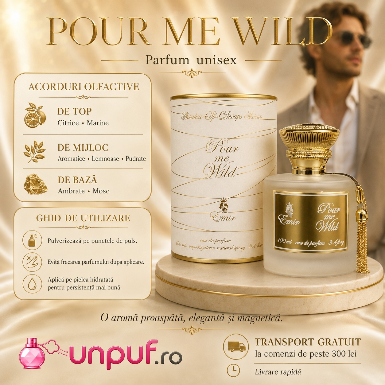 Pour Me Wild Emir prezentare note olfactive și ghid de utilizare parfum arăbesc elegant