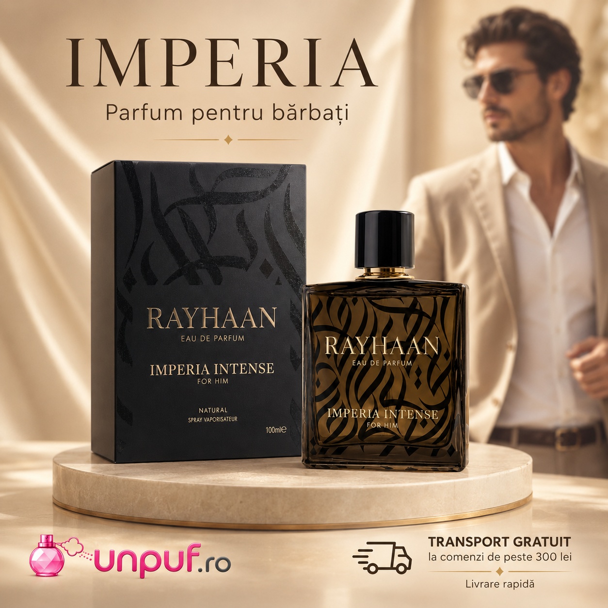 Rayhaan Imperia Intense parfum bărbătesc disponibil pe unpuf.ro cu transport gratuit peste 300 lei