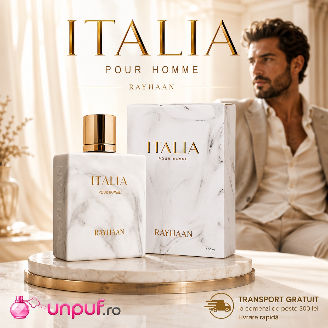 Rayhaan Italia parfum arabesc pentru bărbați disponibil pe unpuf.ro cu transport gratuit peste 300 lei și livrare rapidă