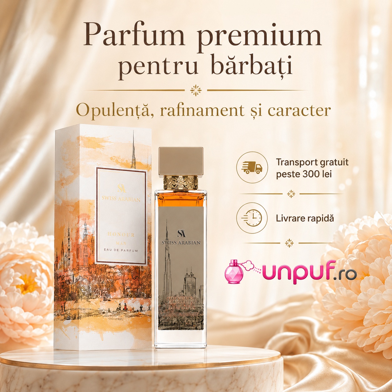 Swiss Arabian Opulence Of Dubai parfum premium pentru bărbați și unisex, cu opulență rafinament și caracter
