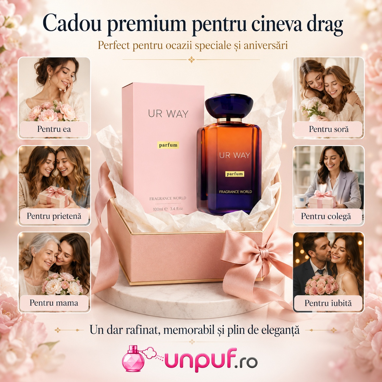 UR Way Parfum Fragrance World cadou premium pentru ea, mamă, soră, prietenă, colegă și iubită