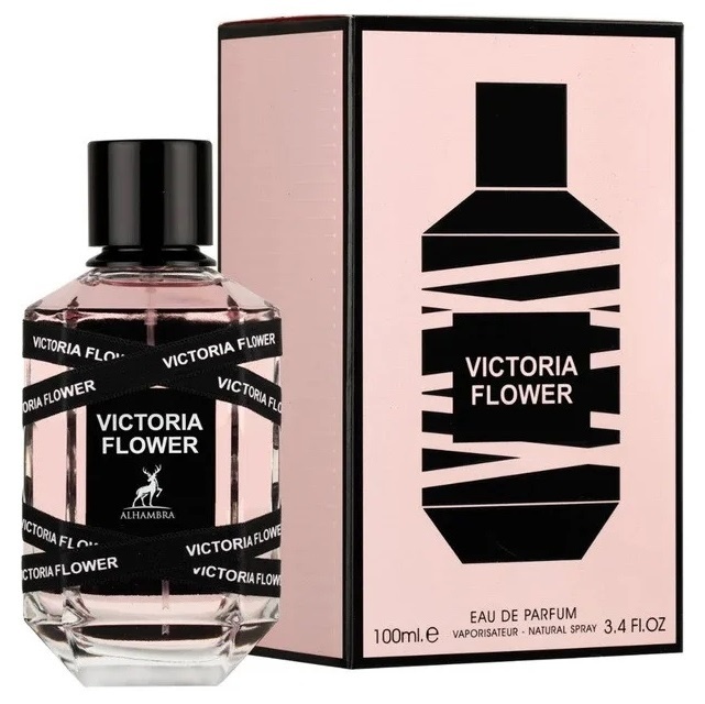 Victoria Flower Maison Alhambra 100 ml sticlă și cutie produs pe fundal alb