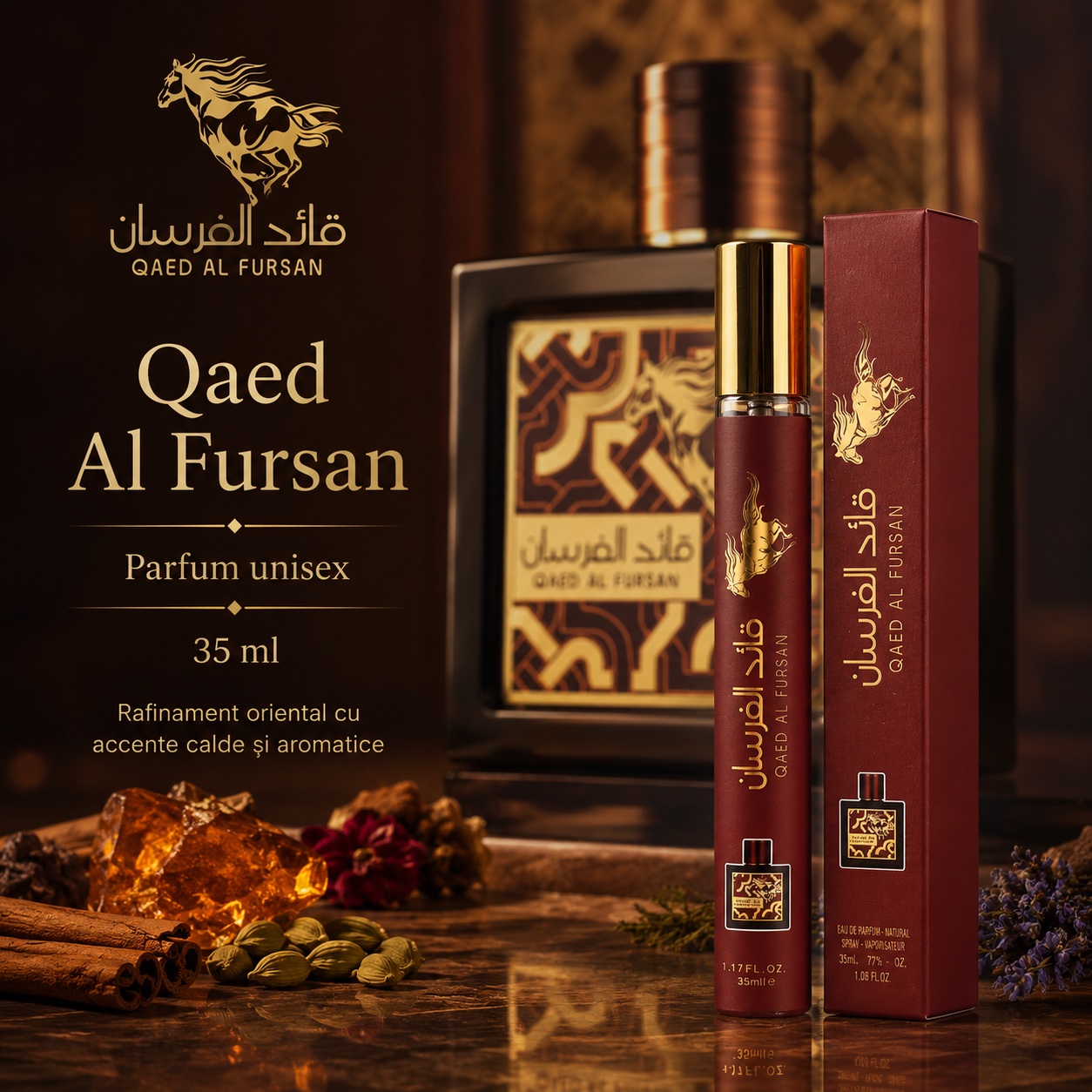Qaed Al Fursan 35 ml parfum unisex cu rafinament oriental și accente calde aromatice