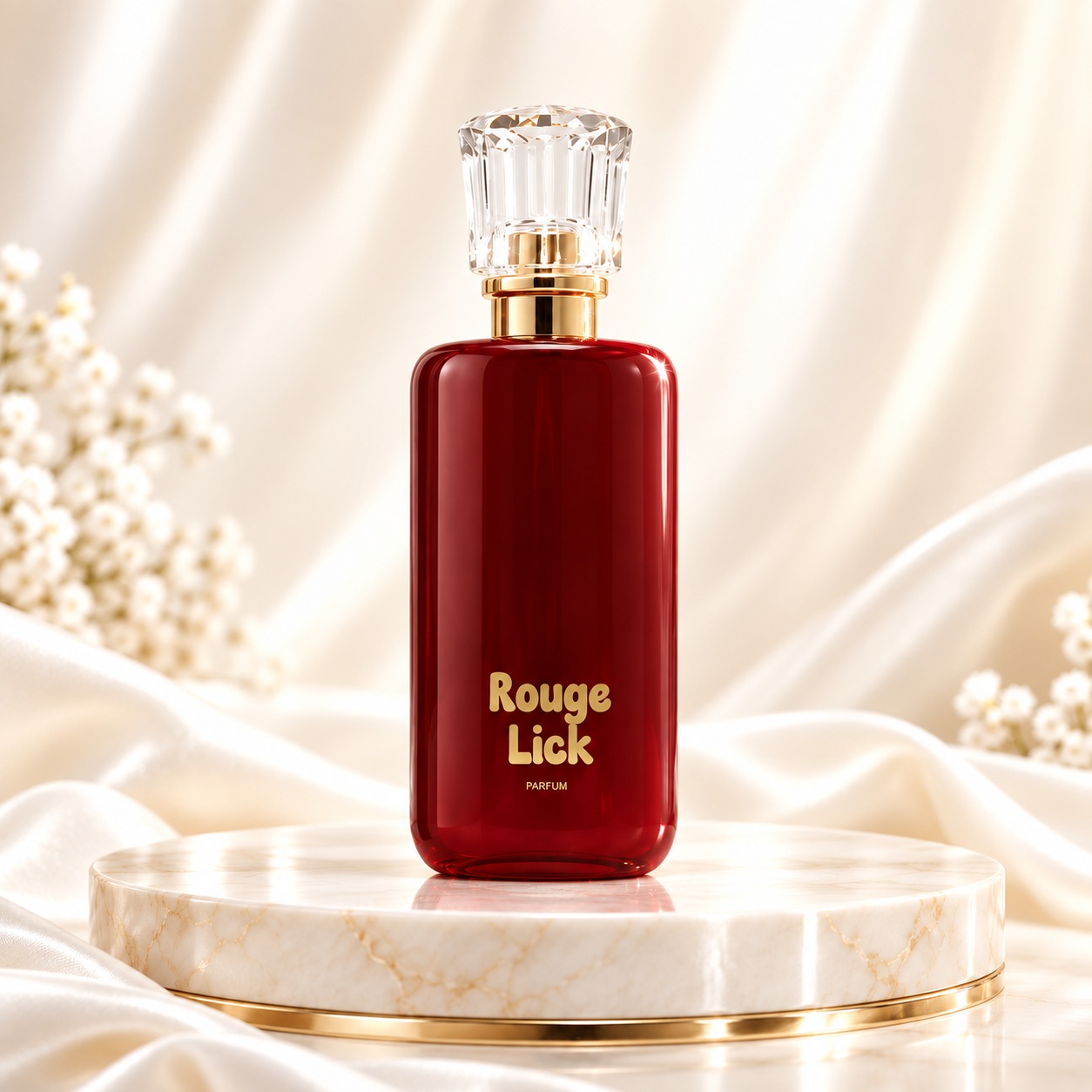 Sticlă Rouge Lick Aroma Prive parfum damă EDP 100 ml pe decor luminos de vară