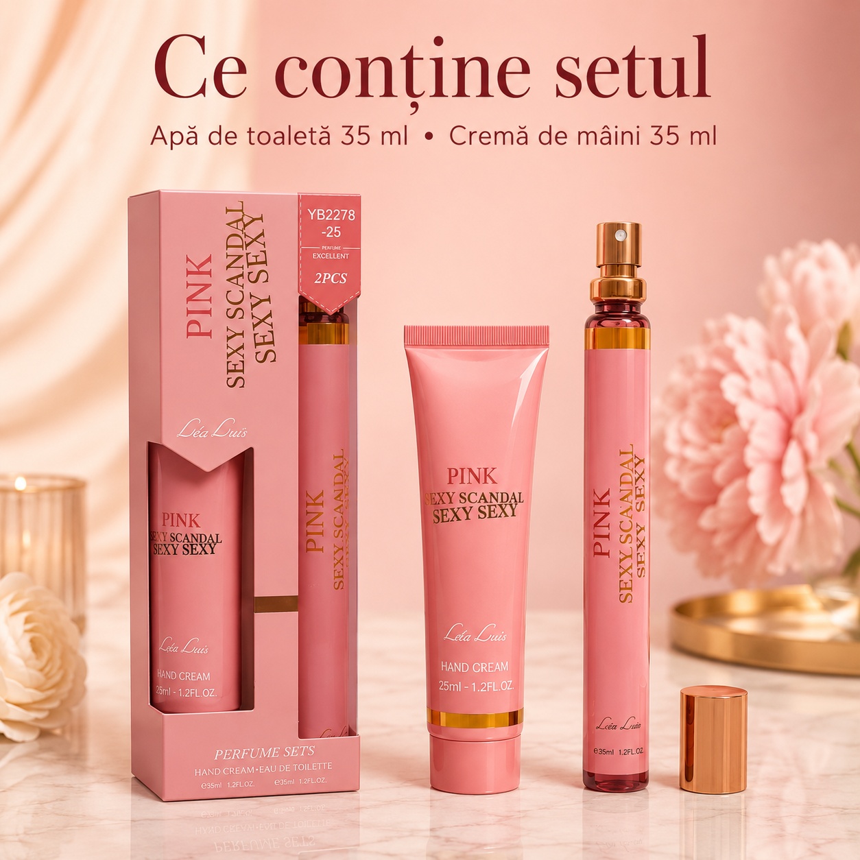 Ce conține setul Pink Sexy Scandal parfum 35 ml și cremă de m&acirc;ini 35 ml