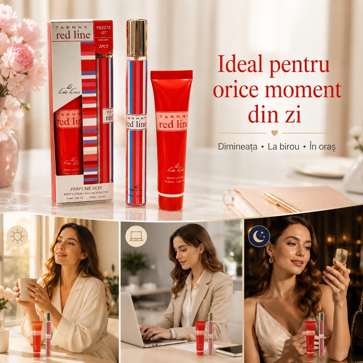 Set Tarnny Red Line ideal pentru dimineață, birou și ieșiri &icirc;n oraș
