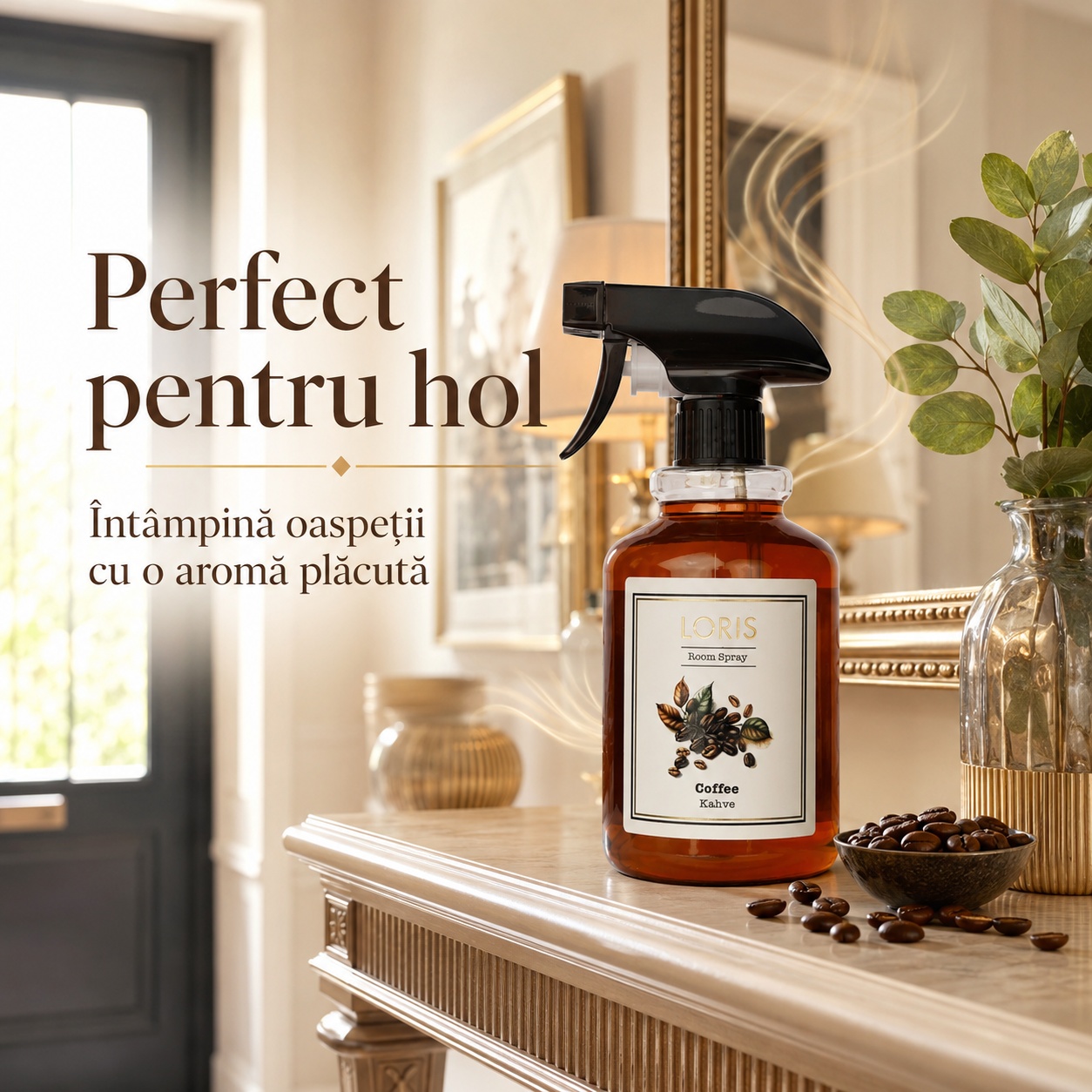 Spray Odorizant Loris Pafum Coffee perfect pentru hol parfum plăcut pentru oaspeți