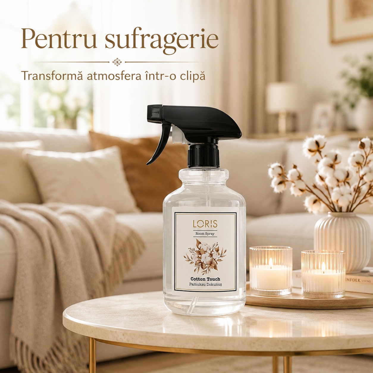 Loris Pafum Cotton Touch parfum ambiental curat pentru sufragerie și dormitor