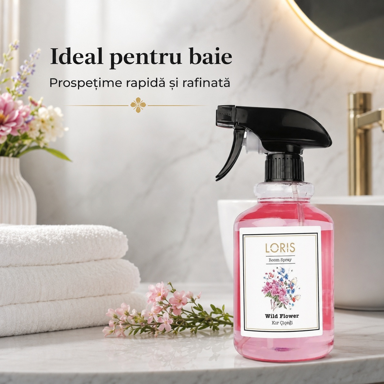 Spray Odorizant Loris Pafum Wild Flower ideal pentru baie prospețime rapidă și rafinată