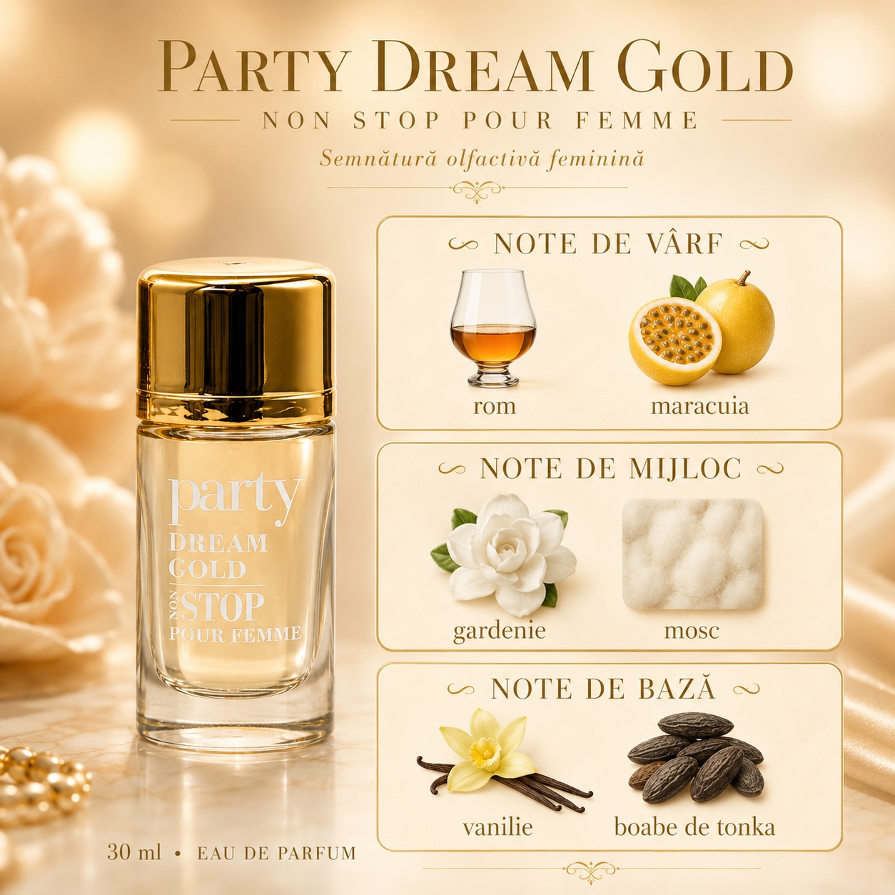 Note olfactive V.V. Love Party Dream Gold Non Stop Pour Femme
