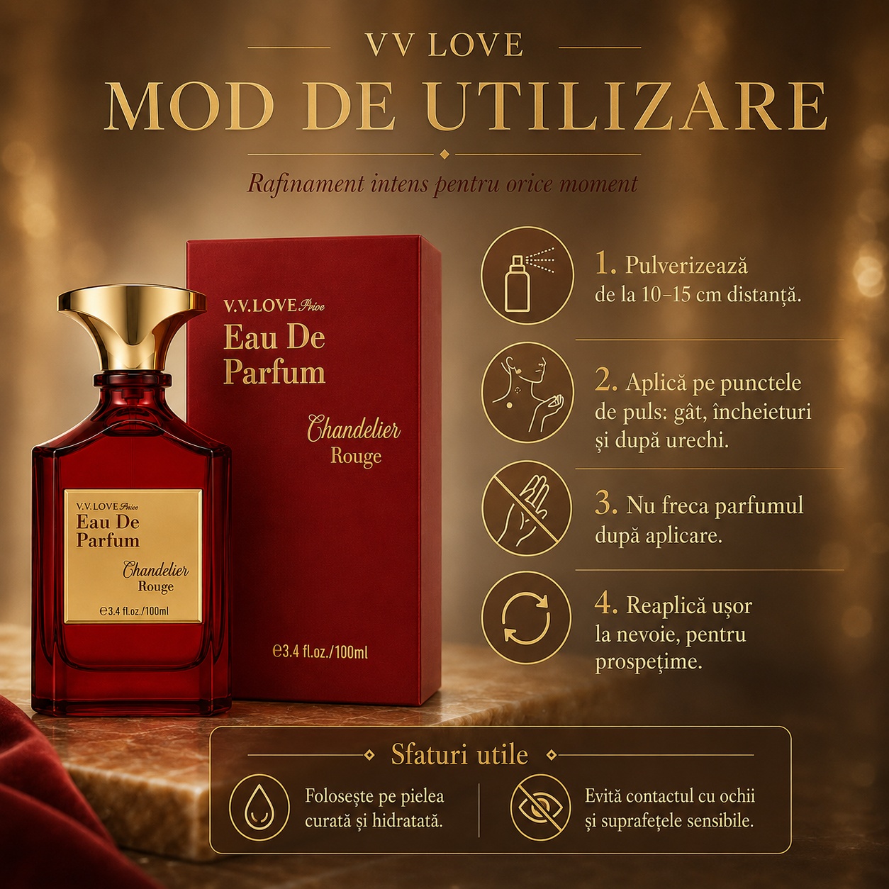 Mod de utilizare VV Love Chandelier Rouge Eau de Parfum
