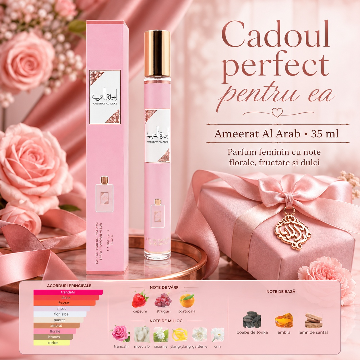 Ameerat Al Arab 35 ml cadoul perfect pentru ea, parfum feminin cu note florale, fructate și dulci