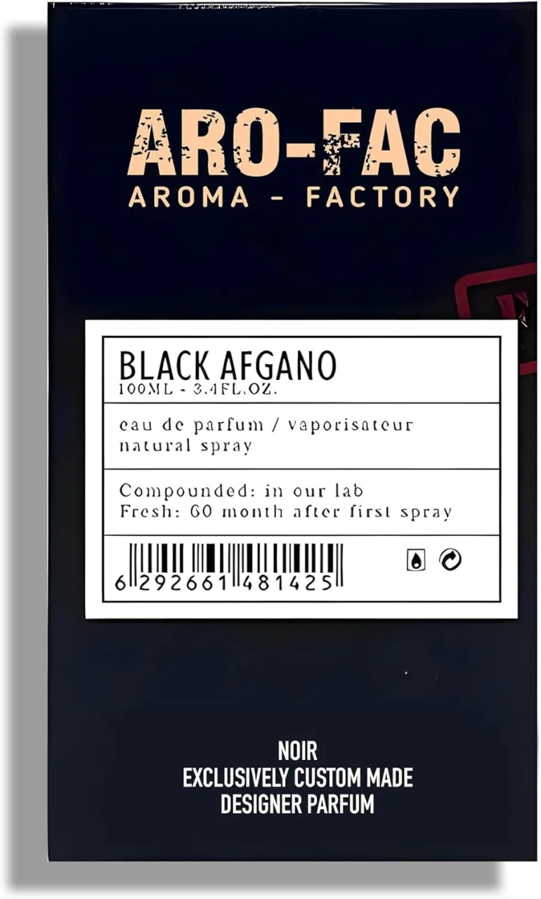 Cutie Black Afgano Aro-Fac Eau de Parfum 100 ml pe fundal alb