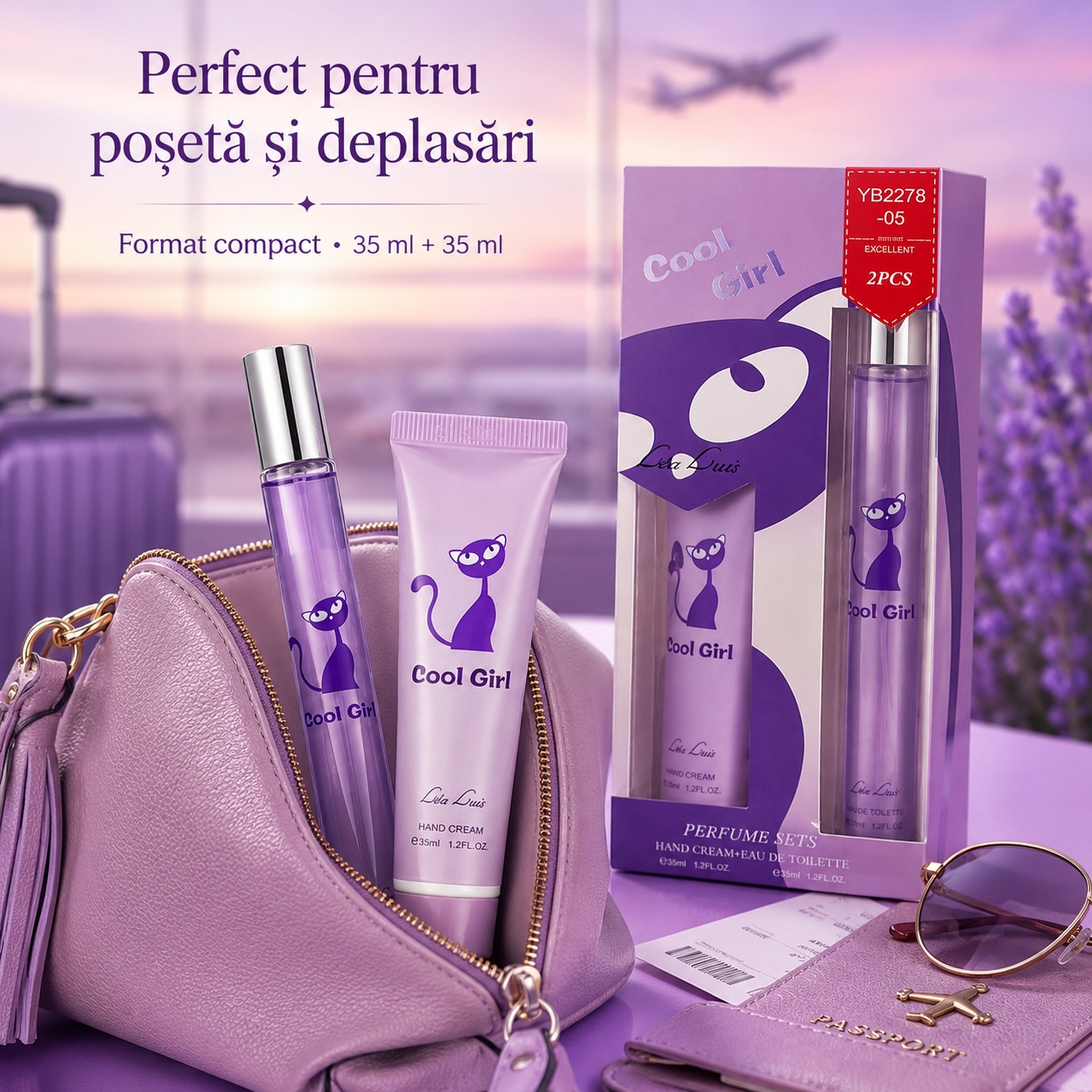 Cool Girl set damă 35 ml plus 35 ml, perfect pentru poșetă și deplasări