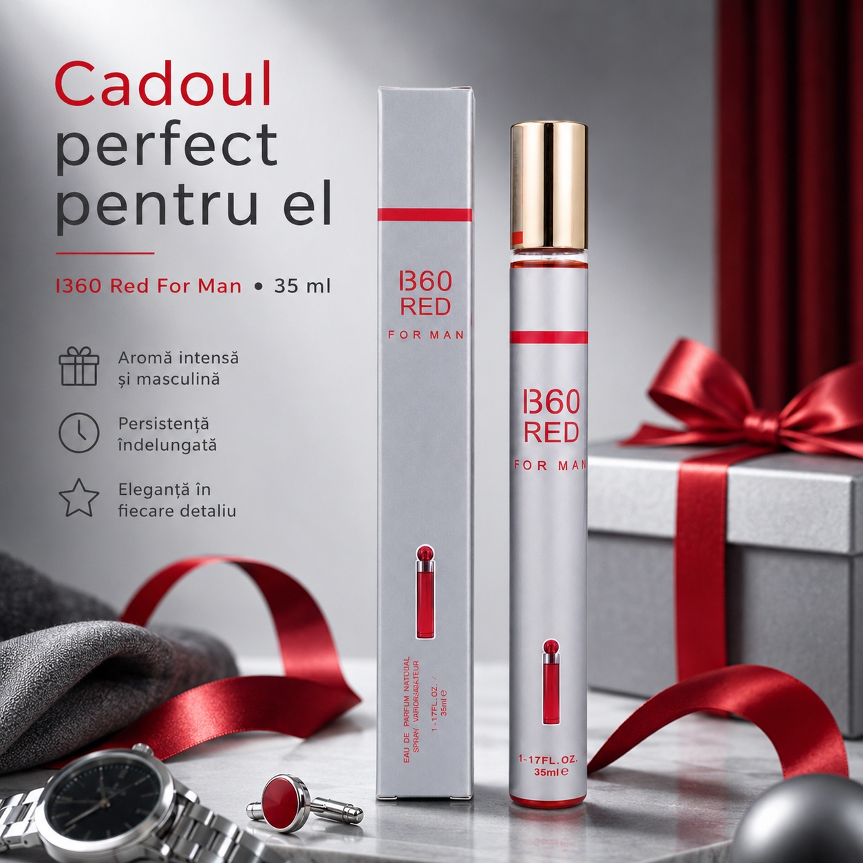 I360 Red For Man 35 ml cadoul perfect pentru el, aromă intensă și masculină