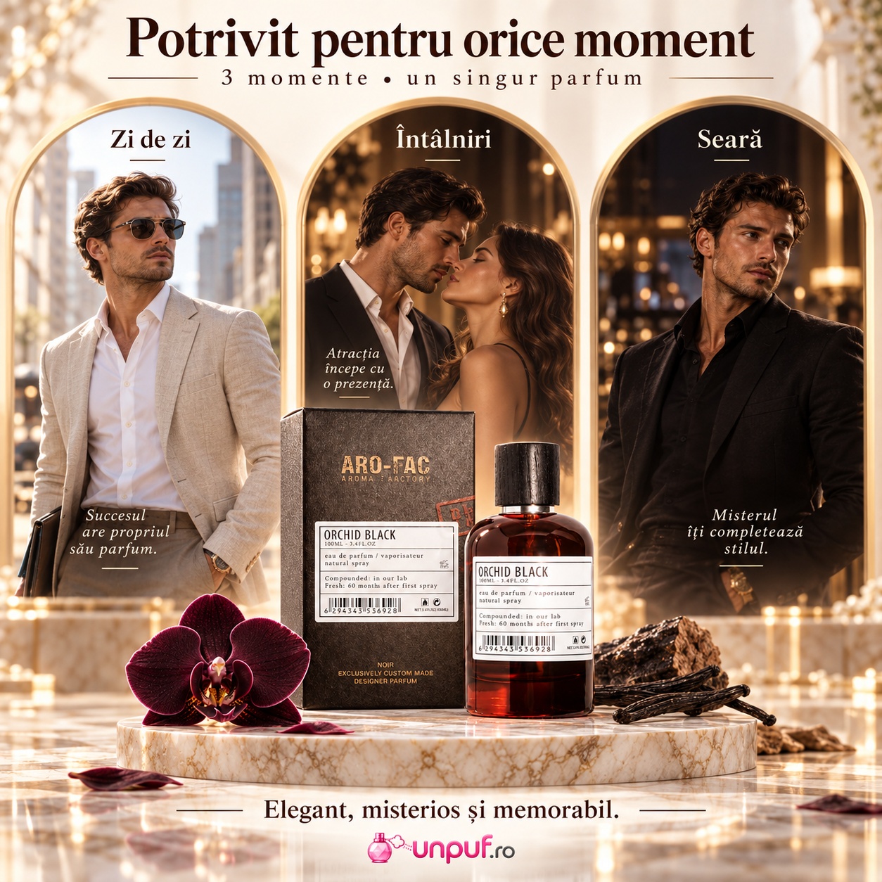 Orchid Black Aro-Fac parfum unisex potrivit pentru zi de zi întâlniri și seară elegantă