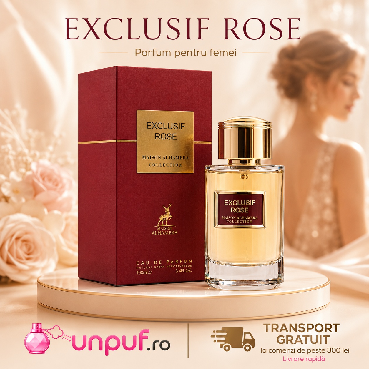 Alhambra Exclusif Rose parfum floral oriental cu transport gratuit la comenzi eligibile