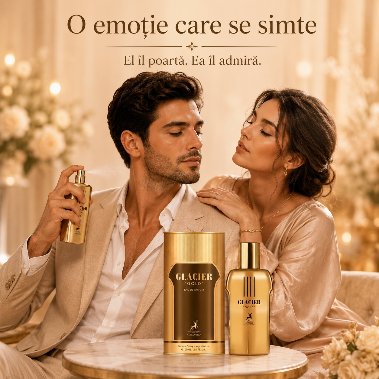 Alhambra Glacier Gold parfum masculin elegant pentru &icirc;nt&acirc;lniri seară și momente speciale